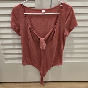 Only Hearts Dusty Pink Tie-Front Bodysuit